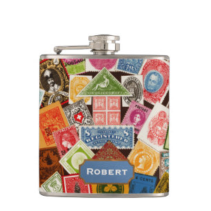 Briefmarke Collector Flask Flachmann