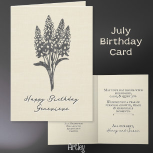 Briefmarke Delphinium Larkspur Juli Geburtshilfe B Karte