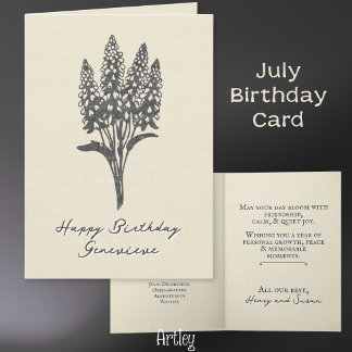 Briefmarke Delphinium Larkspur Juli Geburtshilfe B Karte