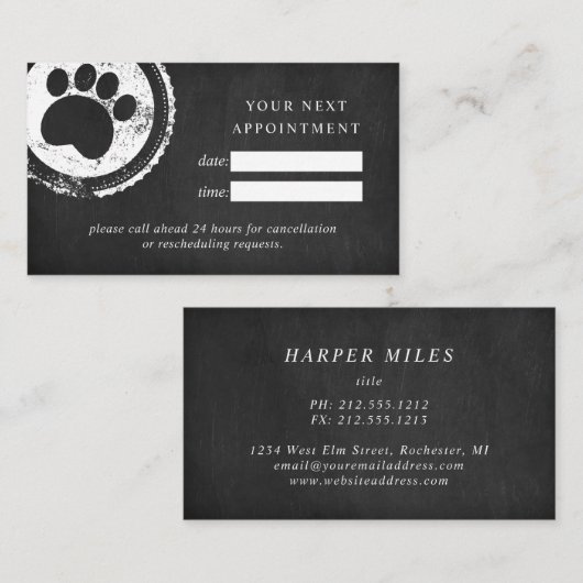 Briefmarke der Chalkboard-Pfote für Personalkarten Visitenkarte (Vorne/Hinten)