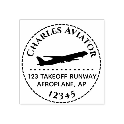 Briefmarke der  der Rücksendeadresse von Flugzeuge Gummistempel (Prägung)