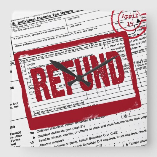 Briefmarke der Einkommensteuer Quadratische Wanduhr (Vorderseite)