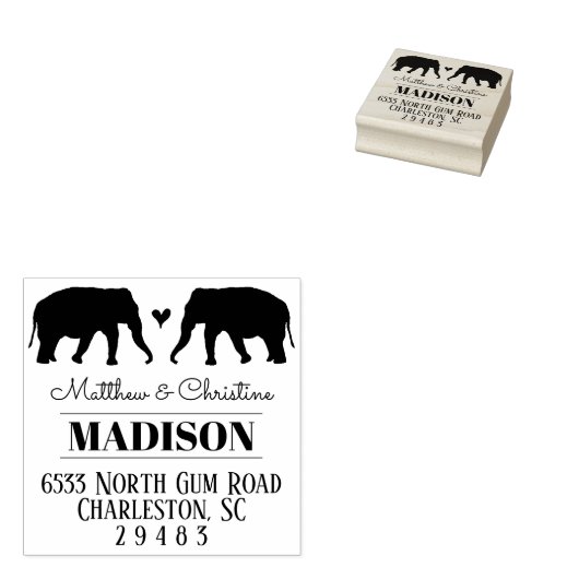 Briefmarke der Elefanten-Rücksendeadresse - Hochze Gummistempel (Stempel)