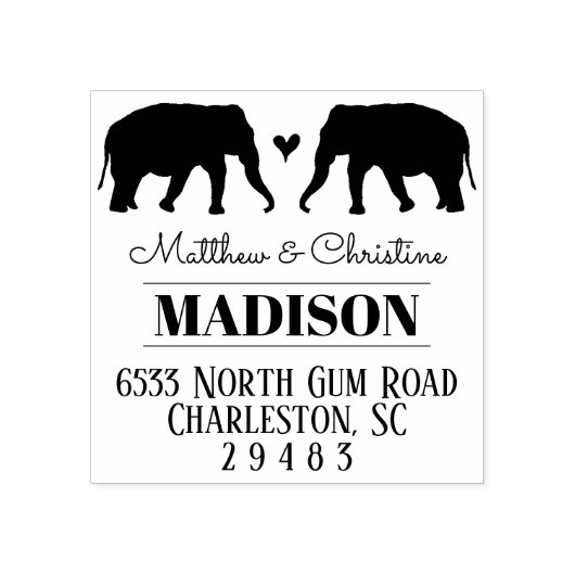 Briefmarke der Elefanten-Rücksendeadresse - Hochze Gummistempel (Prägung)