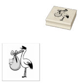 Briefmarke der Holzkunst/Storch mit Baby Gummistempel (Stempel)