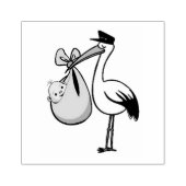 Briefmarke der Holzkunst/Storch mit Baby Gummistempel (Prägung)