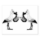 Briefmarke der Holzkunst/Storch mit Zwillingen Gummistempel (Prägung)