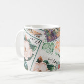 Briefmarke der hübschen Blume Kaffeetasse (Vorderseite Links)