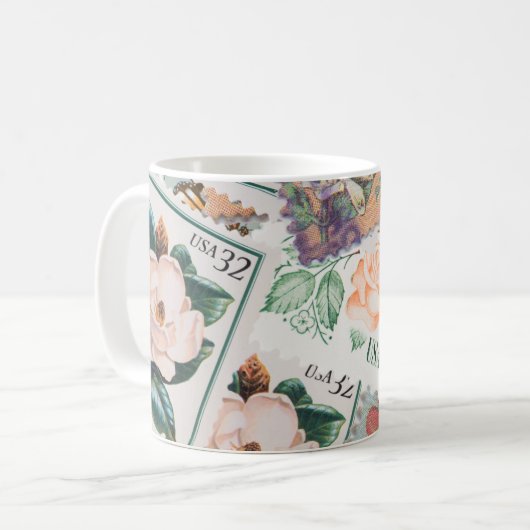 Briefmarke der hübschen Blume Kaffeetasse (Vorderseite Links)