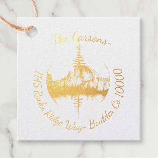 Briefmarke der landschaftlichen Waldadresse Geschenkanhänger (Vorderseite)