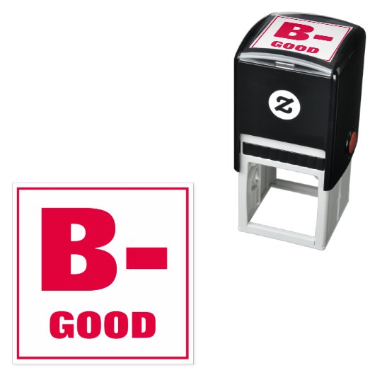 Briefmarke der Lehrerbewertung: B-, GUT Permastempel (Beispiel)