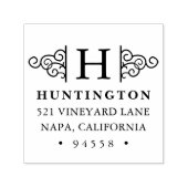 Briefmarke der Monogramm-Rücksendeadresse geblüht Permastempel (Design)