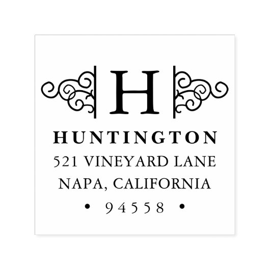 Briefmarke der Monogramm-Rücksendeadresse geblüht Permastempel (Design)