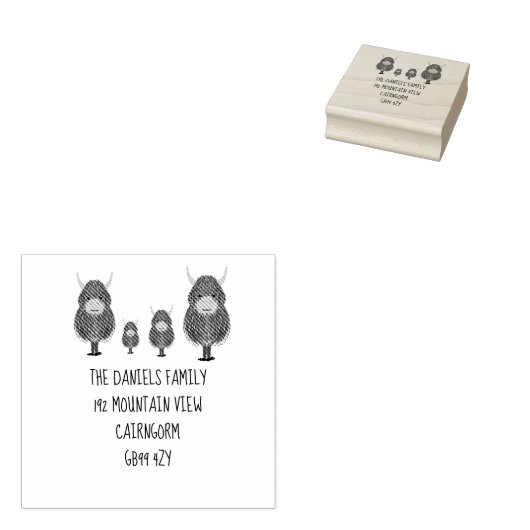 Briefmarke der niedlichen Highland-Cow-Adresse Gummistempel (Stempel)