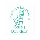 Briefmarke der niedlichen Kinder- und Hundebibliot Permastempel (Design)