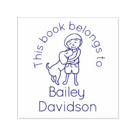 Briefmarke der niedlichen Kinder- und Hundebibliot Permastempel