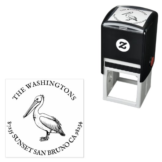 Briefmarke der personalisierten pelikanischen Rück Permastempel (Beispiel)