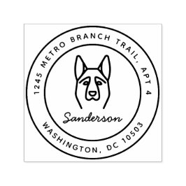 Briefmarke der Rücksendeadresse Deutscher Hirte Permastempel