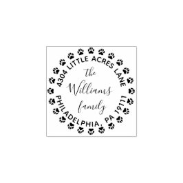 Briefmarke der Rücksendeadresse mit Paw Prints Gummistempel