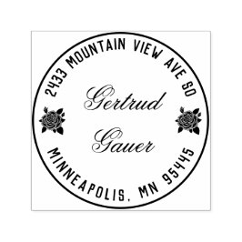 Briefmarke der Selbstfarbadresse mit Rote Rosen Permastempel