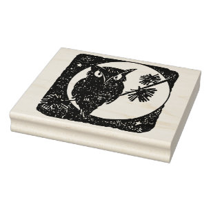 Briefmarke der Silhouette von Eule und Mond Gummistempel