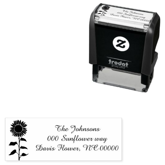 Briefmarke der Sonnenblumenadresse Permastempel (Beispiel)