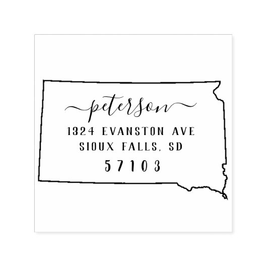 Briefmarke der South Dakota Rücksendeadresse Permastempel (Design)