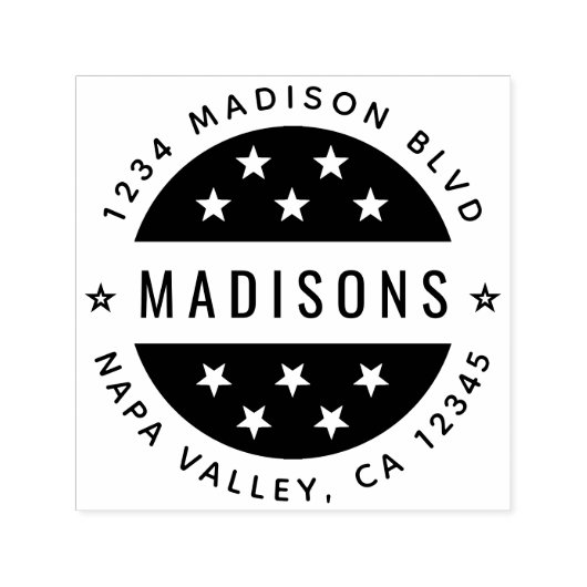 Briefmarke der Star Round-Script-Rücksendeadresse Permastempel (Design)