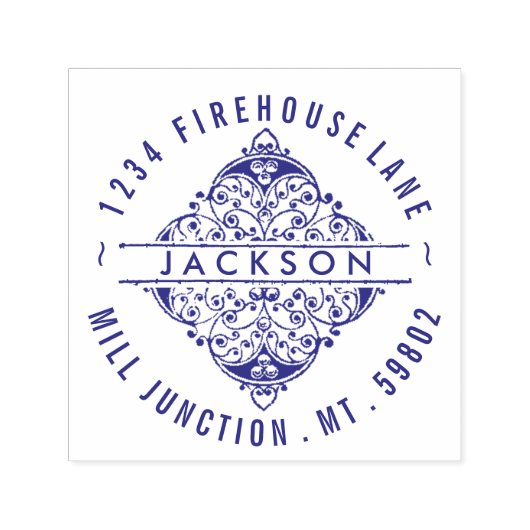 Briefmarke der verzierten Selbstfarben-Rücksendead Permastempel (Design)