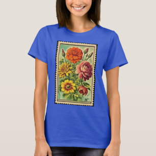 Briefmarke der Vintagen Blume T-Shirt