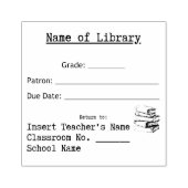 Briefmarke des Bibliotheksbuches mit Fälligkeitsda Gummistempel (Prägung)