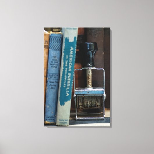 Briefmarke des Bibliotheksdatums Leinwanddruck (Vorderseite)