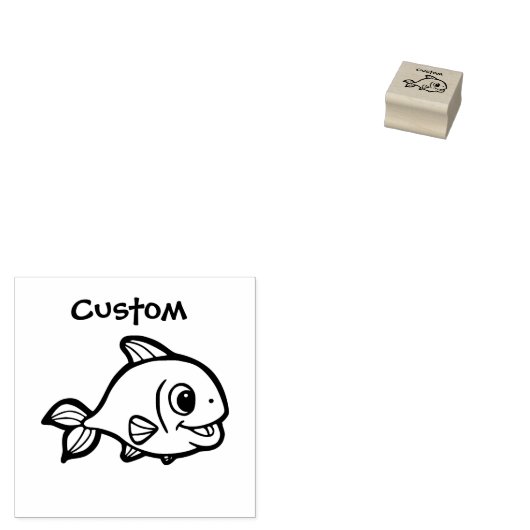 Briefmarke des Lehrers - Cartoon Fish Gummistempel (Stempel)