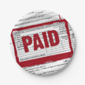 Briefmarke des Steuerformulars mit roter PAID Pappteller (Vorderseite)