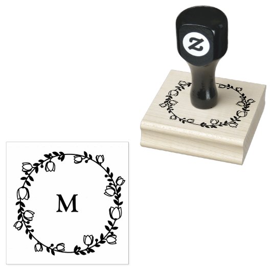 Briefmarke des Whimsical Wreath Monogram Gummistempel (Stempel)