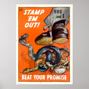 BRIEFMARKE des Zweiten Weltkriegs "Em Out! Poster