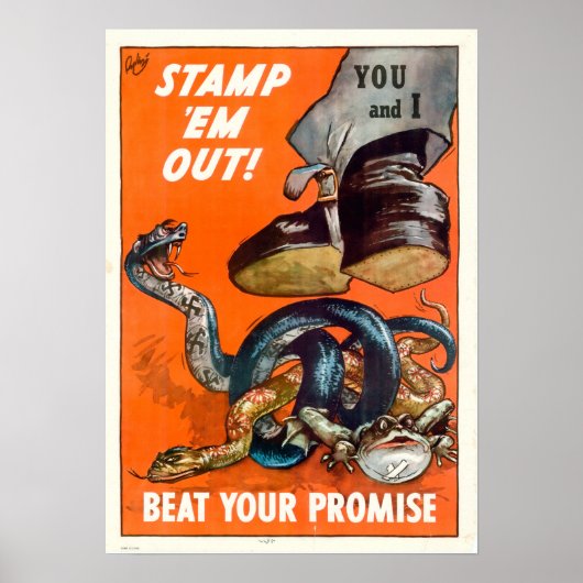 BRIEFMARKE des Zweiten Weltkriegs "Em Out! Poster (Vorne)
