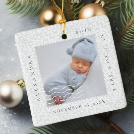 Briefmarke-Foto mit weißer Spitze Keramikornament