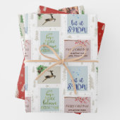 Briefmarke Fotos und Pine Tree Doodle Geschenkpapier Set (Beispiel)