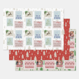 Briefmarke Fotos und Pine Tree Doodle Geschenkpapier Set