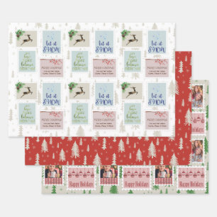 Briefmarke Fotos und Pine Tree Doodle Geschenkpapier Set