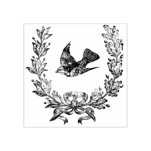 Briefmarke "French KREath" und "Bird Vintag Art" Gummistempel
