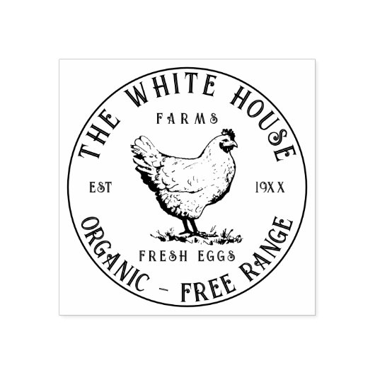 Briefmarke Frische Eier | Personalisierter Eierkar Gummistempel (Prägung)