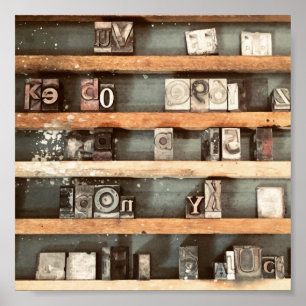 Briefmarke für antike Druckblöcke Poster