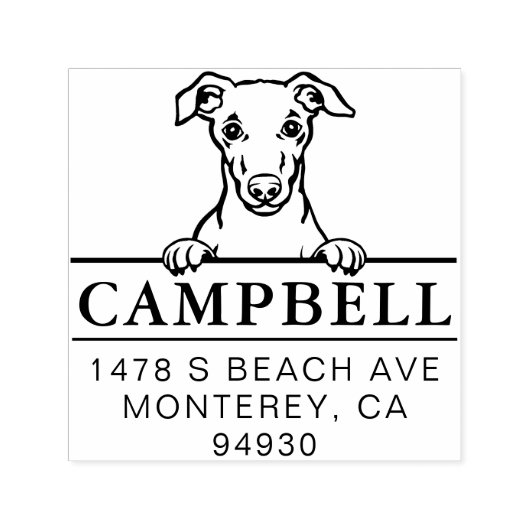 Briefmarke für niedliche Whippet-benutzerdefiniert Permastempel (Design)