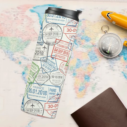 Briefmarke für Reisen und Visa Thermosbecher