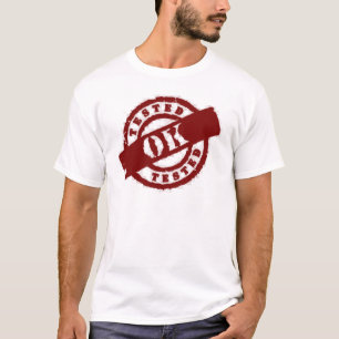 Briefmarke geprüftes okayrot T-Shirt