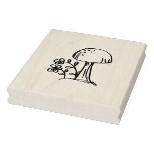 Briefmarke Gummi Pilz mit Blume Original Zeichnend Gummistempel