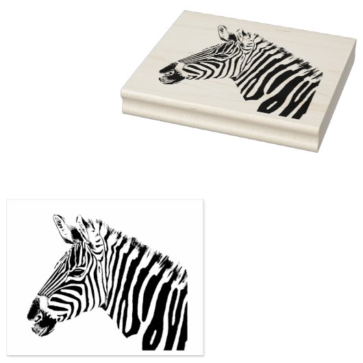 Briefmarke Holzkunst - Zebra Gummistempel (Stempel)
