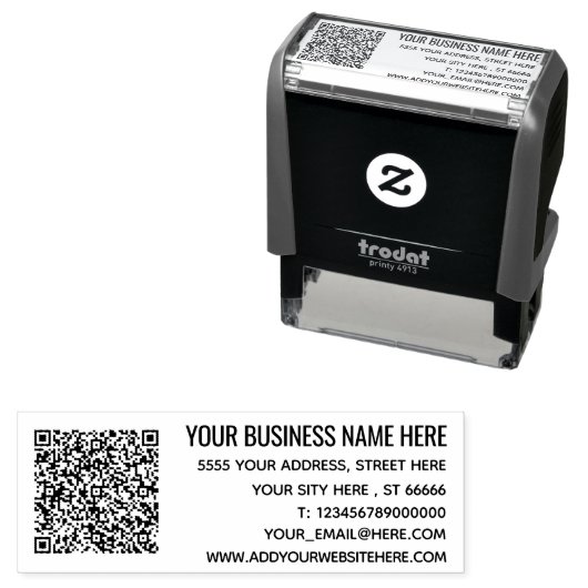 Briefmarke Ihrer Adresse mit QR-Code personalisier Permastempel (Beispiel)